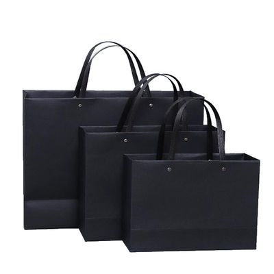 Customized Logo Black Luxury Shopping Gift Paper Bag With Handle with Flexo Printing
