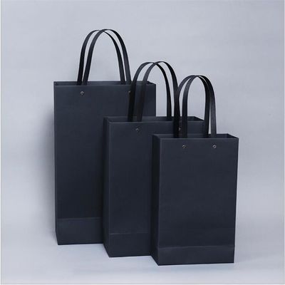 Customized Logo Black Luxury Shopping Gift Paper Bag With Handle with Flexo Printing