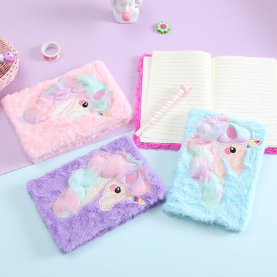 Girls' School Unicorn Plush Notebook Lovely Fluffy Unicorn Design 4 Colors Customized