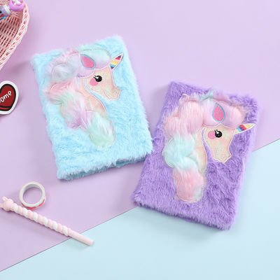Girls' School Unicorn Plush Notebook Lovely Fluffy Unicorn Design 4 Colors Customized