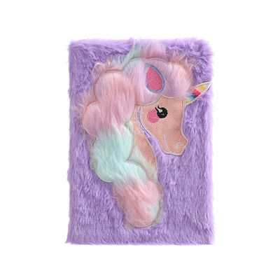Girls' School Unicorn Plush Notebook Lovely Fluffy Unicorn Design 4 Colors Customized