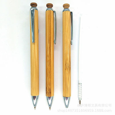 Plastic Custom LOGO Recycled Bamboo Ball Pen Wood Ballpoint Pen Writing Width 0.5 mm