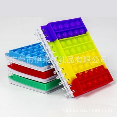 Custom Travelers Silicone Spiral Diary Notebook with Pop It Game Cover and Magnetism