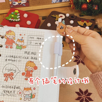 2022 Felt A6 Cartoon Christmas Tree Deer Notebook Grid Pages Journal Korean Diary Book
