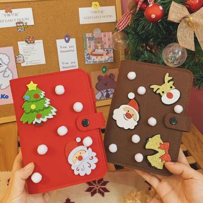 2022 Felt A6 Cartoon Christmas Tree Deer Notebook Grid Pages Journal Korean Diary Book