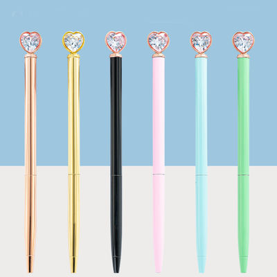 Creative Cartoon Metal Heart Marker Pens Ballpoint Pen with Black Ink Not Erasable