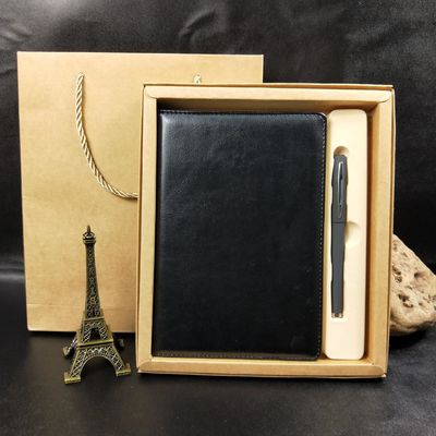 Leather Cover Material Folded Leaflet Binding Custom A5 PU Cover Note Book with Gift Box