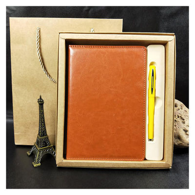 Leather Cover Material Folded Leaflet Binding Custom A5 PU Cover Note Book with Gift Box