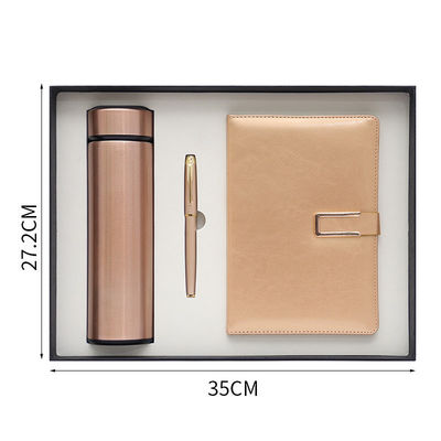 Customized Business Gift Set Stainless Steel Vacuum Cup Pen Magnetic PU Leather Notebook